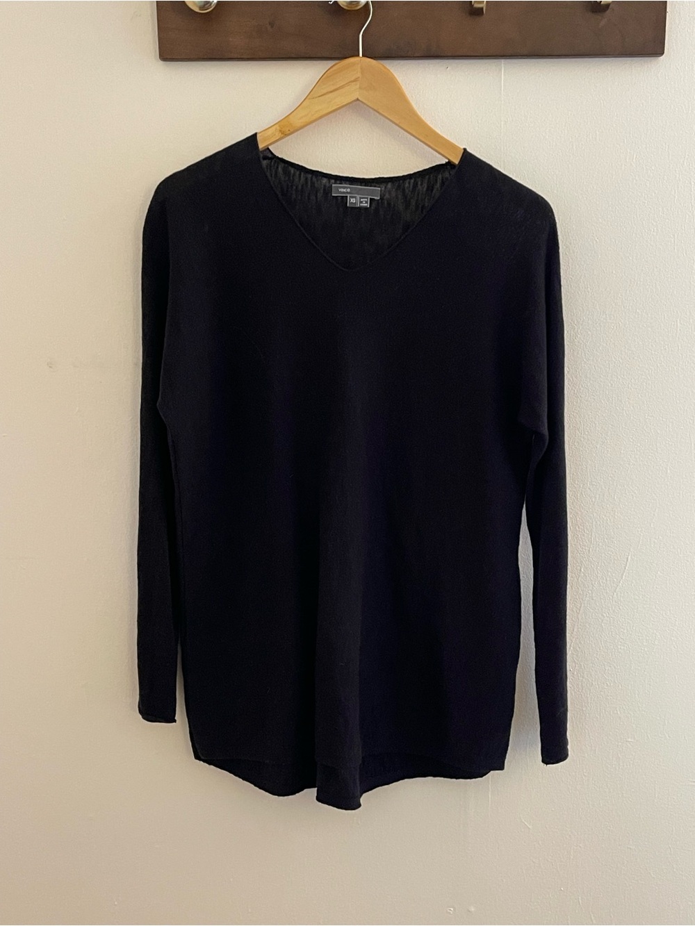Vince Black 100% Cotton Lightweight V-Neck Sweater XS